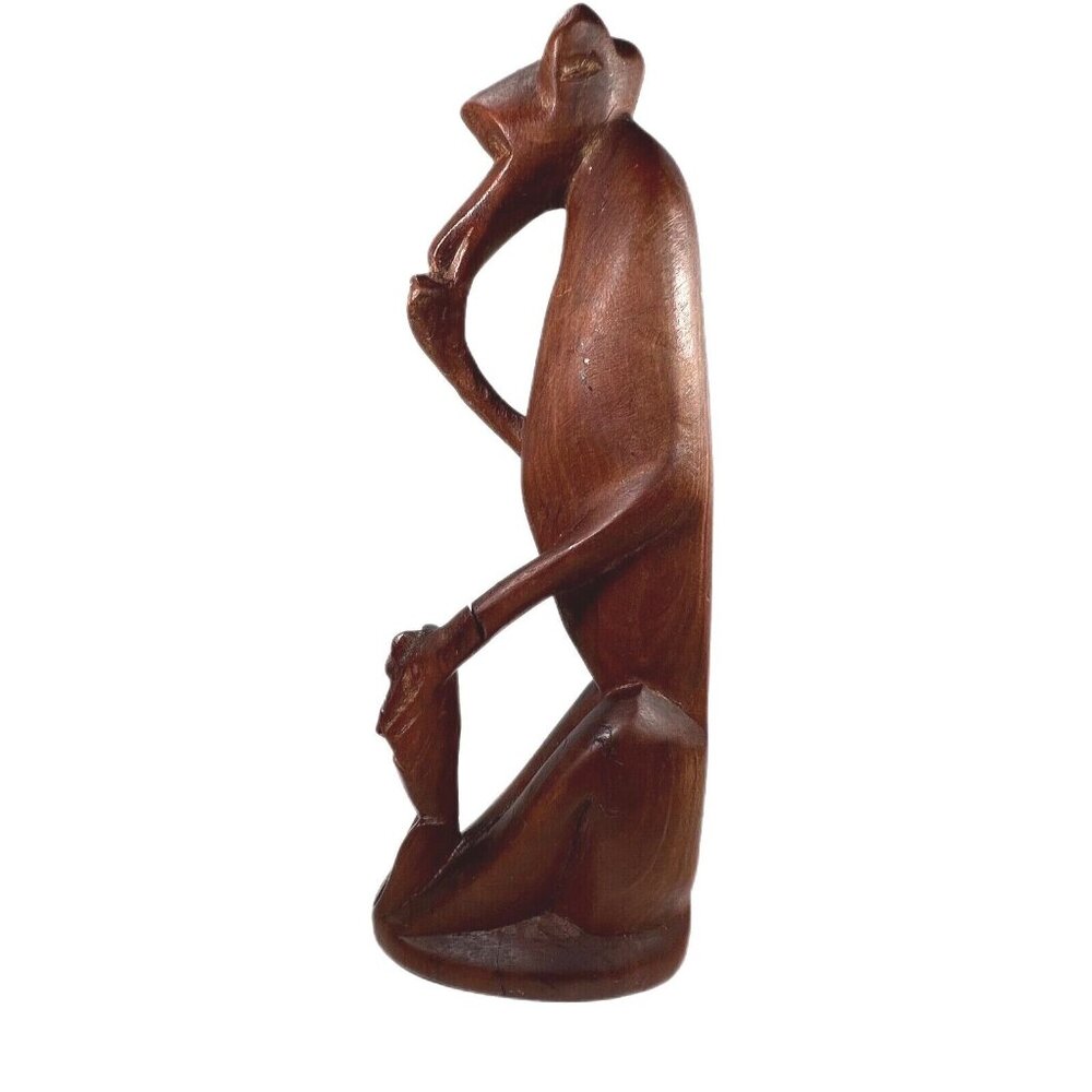 Vtg Hand Carved Wood Monkey Figurine Statue Totem Head Tribal Art READ - Picture 3 of 10